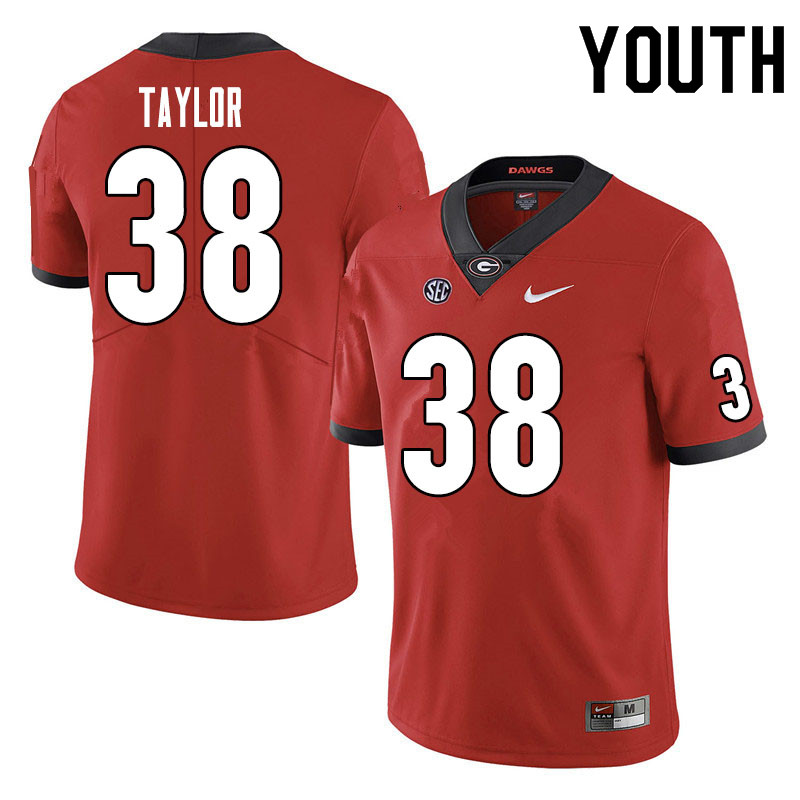 Georgia Bulldogs Youth Patrick Taylor #38 Red Stitched College UGA Football Jersey 23KM011PS